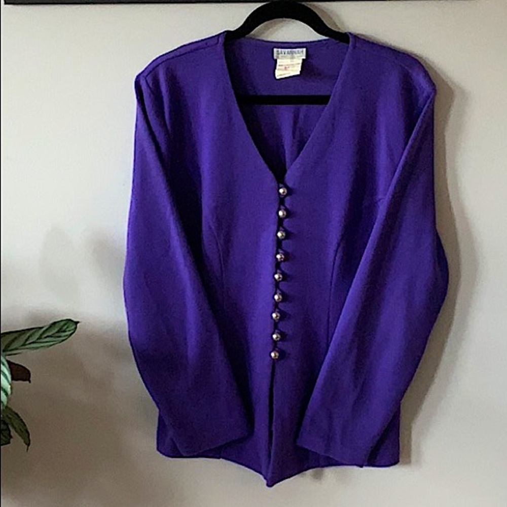 Purple Sweater with Silver Buttons